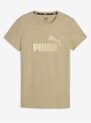 Béžové dámske tričko Puma ESS+ Metallic Logo Tee