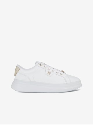 Biele dámske kožené tenisky Tommy Hilfiger Pointy Court Sneaker Hardware