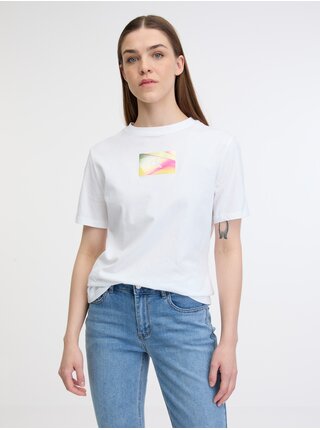 Bílé dámské tričko Calvin Klein Jeans Illuminated Box Logo Slim Tee