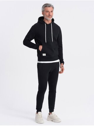Černá pánská mikina s klokankou a kapucí Ombre Clothing