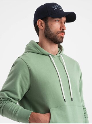 Zelená pánska mikina s klokankou a kapucňou Ombre Clothing