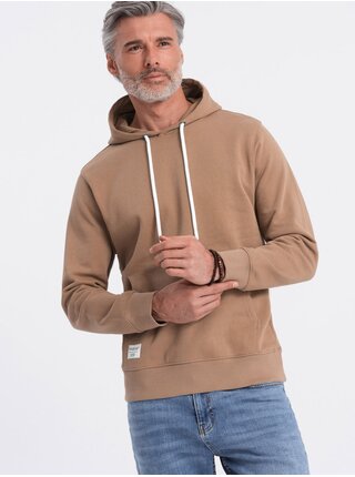 Hnědá pánská mikina s klokankou a kapucí Ombre Clothing