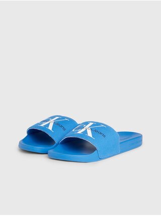 Modré pánské pantofle Calvin Klein Slide Monogram