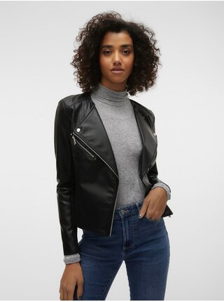 Čierna dámska koženková bunda Vero Moda Riley
