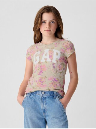 Ružovo-béžové dievčenské tričko s logom GAP