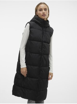 Černá dámská dlouhá prošívaná vesta Vero Moda Ligaane