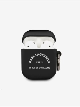 Rue St Guillaume Silikonové Pouzdro pro Airpods 1/2 Black Karl Lagerfeld