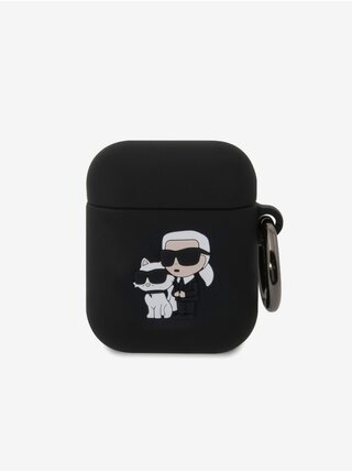 Karl Lagerfeld 3D Logo NFT Karl and Choupette Silikonové Pouzdro pro AirPods 1/2 Black