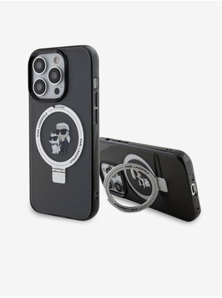 Ringstand Karl and Choupette MagSafe Zadní Kryt pro iPhone 15 Pro Black Karl Lagerfeld