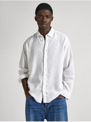 Bílá pánská lněná košile Pepe Jeans 