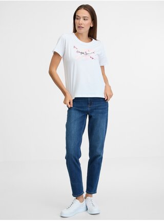 Bílé dámské tričko s potiskem Pepe Jeans