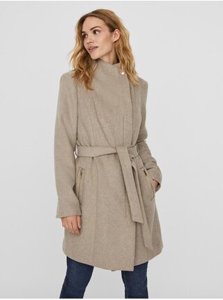 Béžový dámský kabát s příměsí vlny Vero Moda Wodope