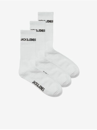 Sada troch párov bielych pánskych ponožiek Jack & Jones