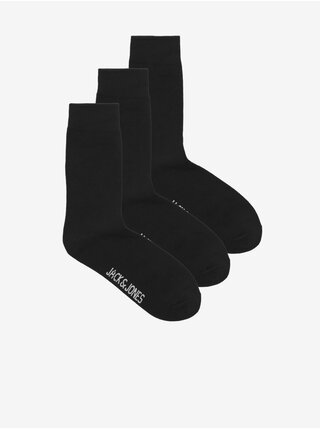 Súprava troch párov čiernych pánskych ponožiek Jack & Jones