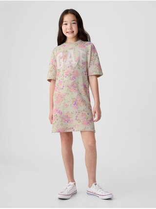 Béžové holčičí květované šaty GAP