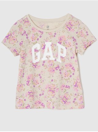 Béžové dievčenské vzorované tričko s logom GAP