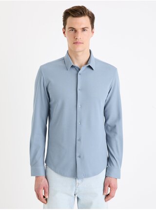Modrá pánská košile Celio Gawaffle regular