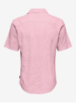 Ružová pánska košeľa s prímesou ľanu ONLY & SONS Caiden
