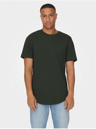 Tmavě zelené pánské basic tričko ONLY & SONS Matt