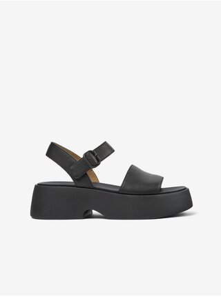 Čierne dámske kožené sandálky Camper Tasha