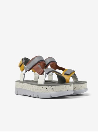 Šedé dámské sandály s koženými detaily Camper Oruga Up