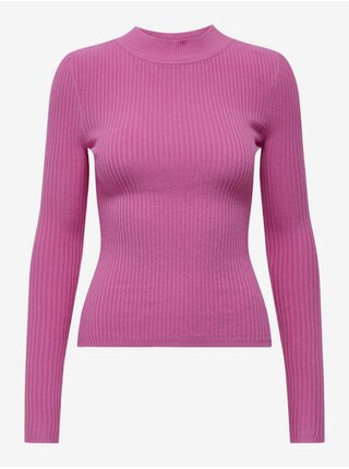Ružový dámsky ľahký rebrovaný sveter ONLY Louisa