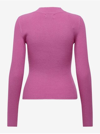 Ružový dámsky ľahký rebrovaný sveter ONLY Louisa