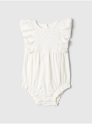 Biele dievčenské baby bavlnené body GAP