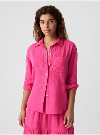 Růžová dámská mušelínová košile oversize GAP