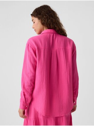 Růžová dámská mušelínová košile oversize GAP