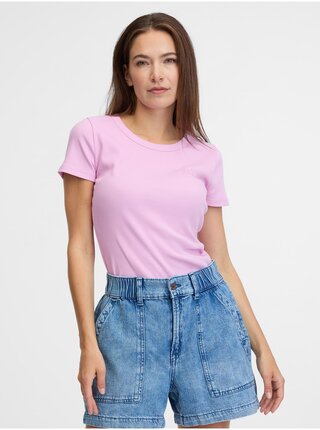 Růžové dámské žebrované tričko s logem GAP