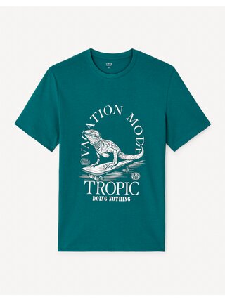 Zelené pánské tričko Celio Jegator