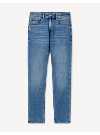 Modré pánske straight fit džínsy Celio C15 Stlmaille