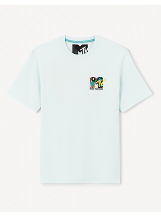 Svetlomodré pánske tričko s potlačou Celio MTV