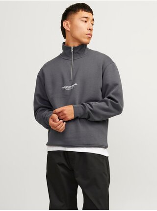 Šedá pánská mikina se zipem Jack & Jones