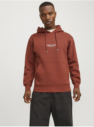 Hnědá pánská mikina s kapucí Jack & Jones