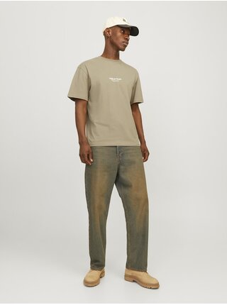 Béžové pánské tričko Jack & Jones Vesterbro