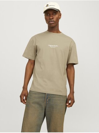 Béžové pánské tričko Jack & Jones Vesterbro