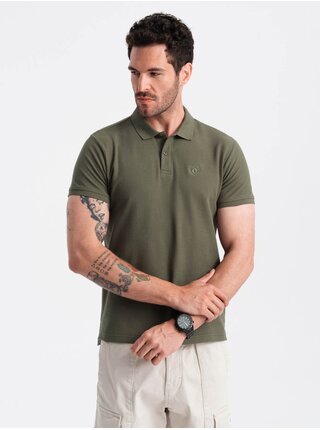 Zelené pánske basic polo tričko Ombre Clothing
