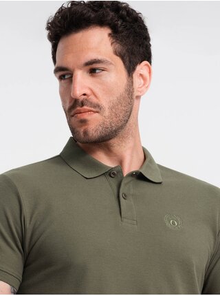 Zelené pánske basic polo tričko Ombre Clothing