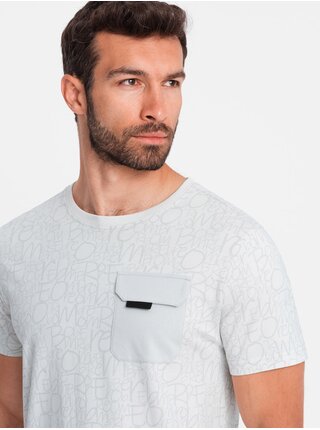 Svetlosivé pánske tričko s vreckom Ombre Clothing