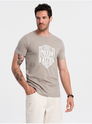 Šedé pánské tričko s potiskem Ombre Clothing