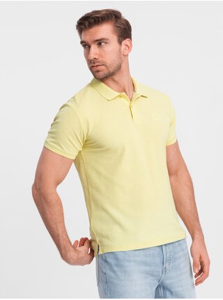 Žluté pánské basic polo tričko Ombre Clothing