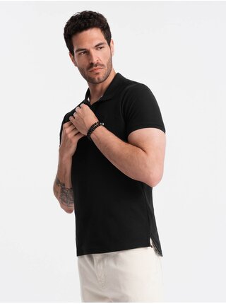 Černé pánské basic polo tričko Ombre Clothing
