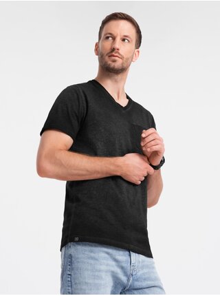 Čierne pánske melírované tričko Ombre Clothing