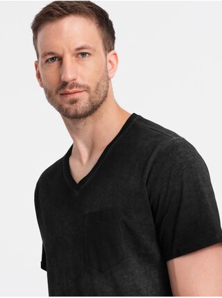Čierne pánske melírované tričko Ombre Clothing