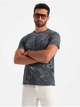 Šedé pánské vzorované tričko Ombre Clothing