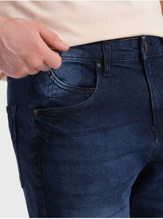 Tmavě modré pánské džínové kraťasy Ombre Clothing