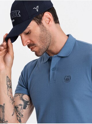 Modré pánské basic polo tričko Ombre Clothing