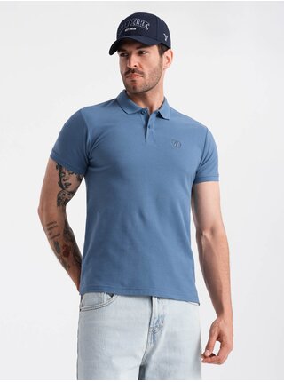 Modré pánské basic polo tričko Ombre Clothing